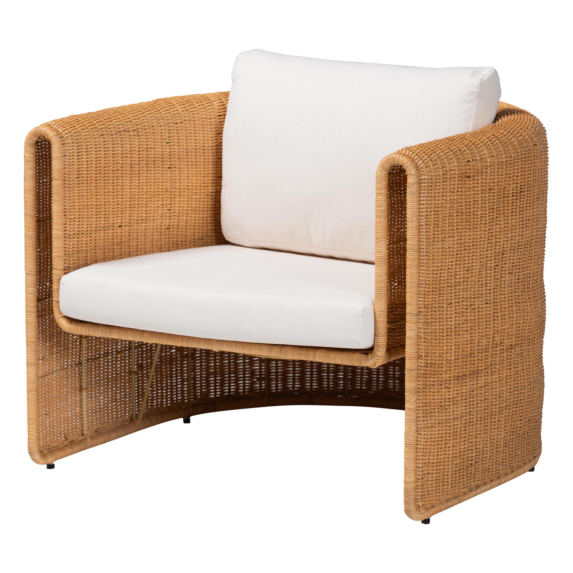 bali & pari Carina Natural Rattan Armchair with Cushion - Handwoven Lounge Chair with U-Shaped Silhouette and Deep Seating for Boho, Coastal, or Tropical Living Spaces Affordable modern furniture in Chicago, classic living room furniture, modern accent chair, cheap accent chair